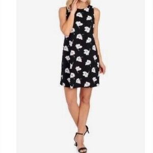 Anne Klein black and white floral shift dress size 6